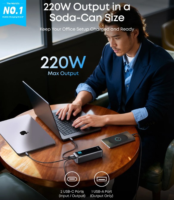 Anker Prime Power Bank (20K, 220W) A110BH11 - Black