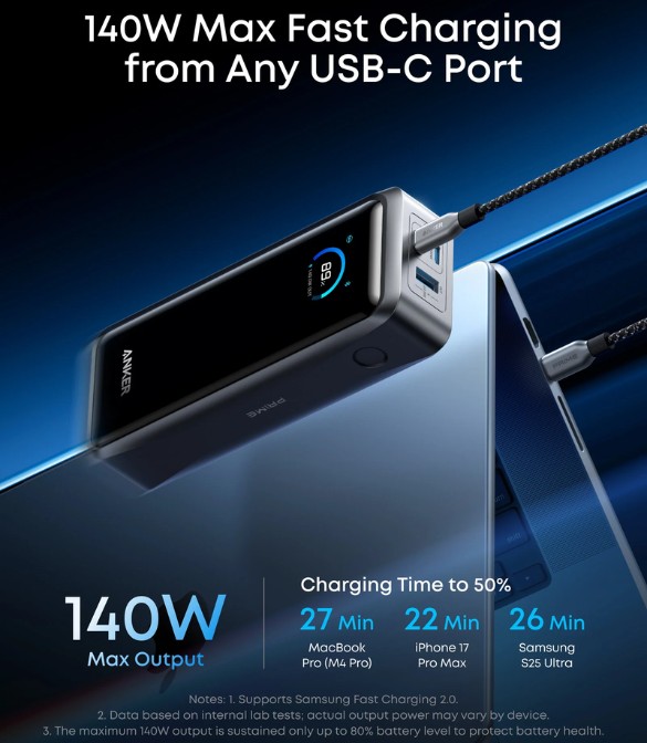 Anker Prime Power Bank (26K, 300W) A110AH11 - Black