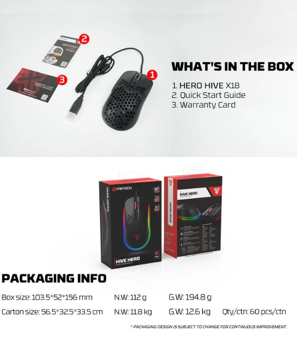 Fantech HERO X18 Gaming Mouse RGB - Black