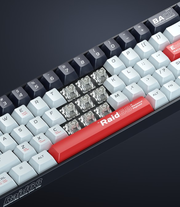 MACHENIKE Raid68 Magnetic gray switch Wired RGB Gaming Keyboard-Black