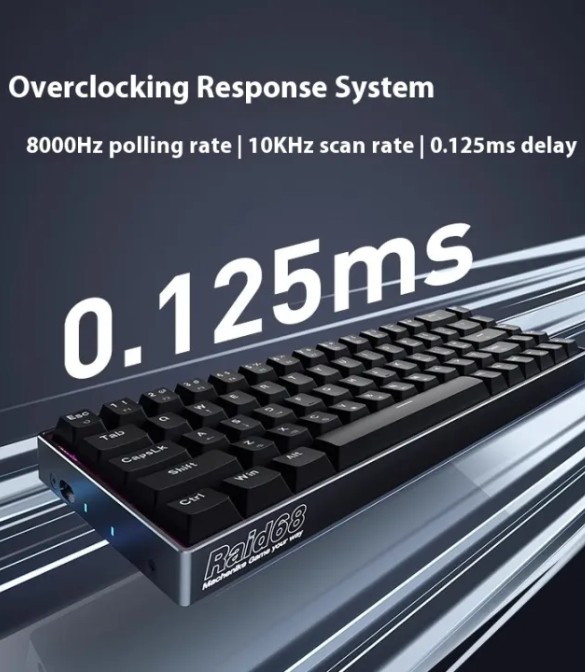 MACHENIKE Raid68 Magnetic gray switch Wired RGB Gaming Keyboard-Red