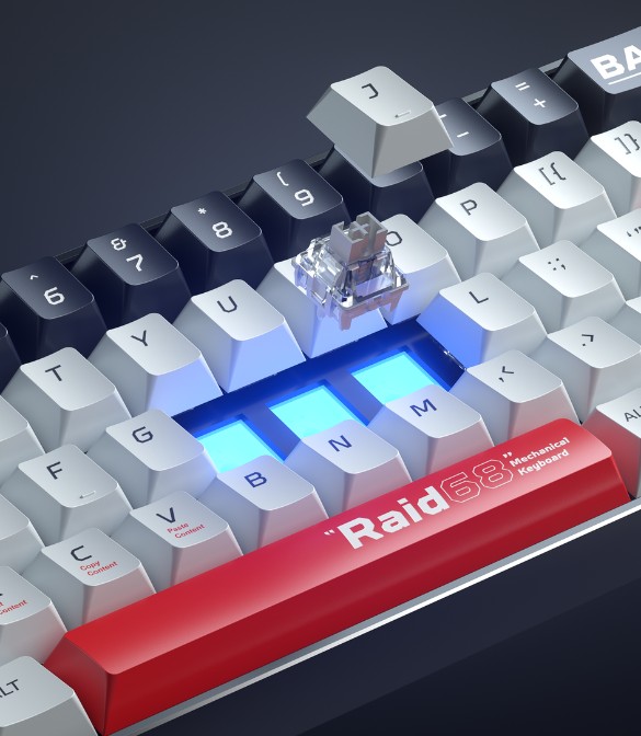 MACHENIKE Raid68 Magnetic gray switch Wired RGB Gaming Keyboard-Red