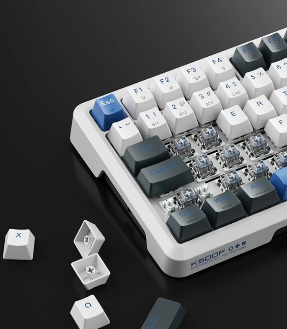 Machenike K500F-B81W Tri-mode RGB Mechanical Keyboard GR Silver Switch -NavyBlue