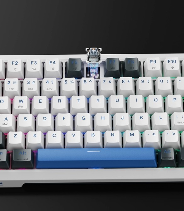 Machenike K500F-B81W Tri-mode RGB Mechanical Keyboard GR Silver Switch -NavyBlue