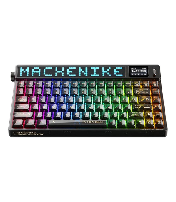 Machenike KT84 Mechanical Keyboard – 84-Key, Wireless/Wired, Gateron G Pro 2.0 White Switches, Hot-Swappable, Smart Screen – Black