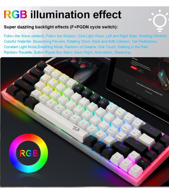 REDRAGON TS68-B RGB USB Mini Mechanical Gaming Wired Keyboard