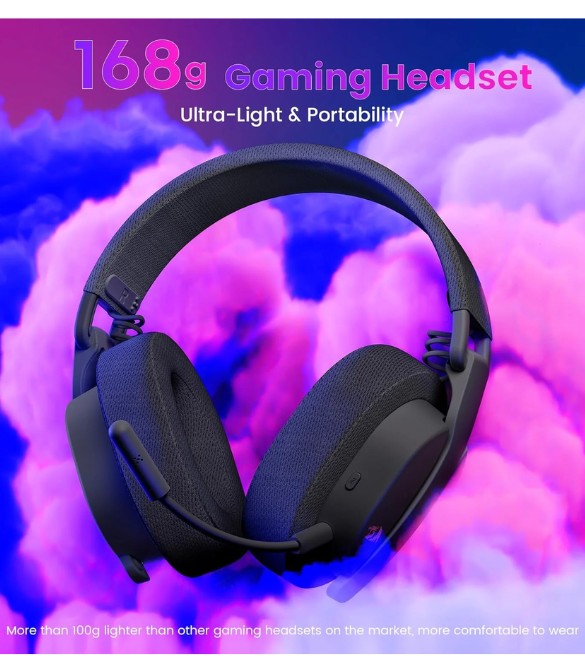 Redragon H888 Wireless Gaming Headset with 7.1 Surround Sound- Black